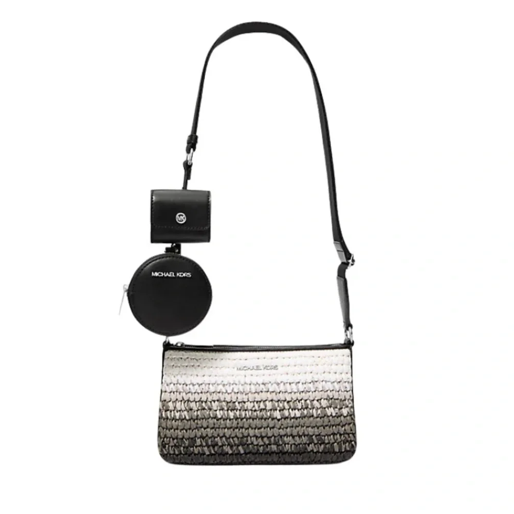 Michael Kors straw Ombré Jersey Crossbody with 2 detachable pouches NWT ret 398